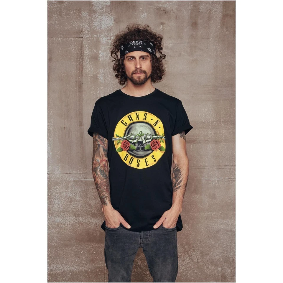 Mister Tee Guns n' Roses Logo T-Shirt Men Round Neck Short Sleeve Hard Rock - Image 3 of 4