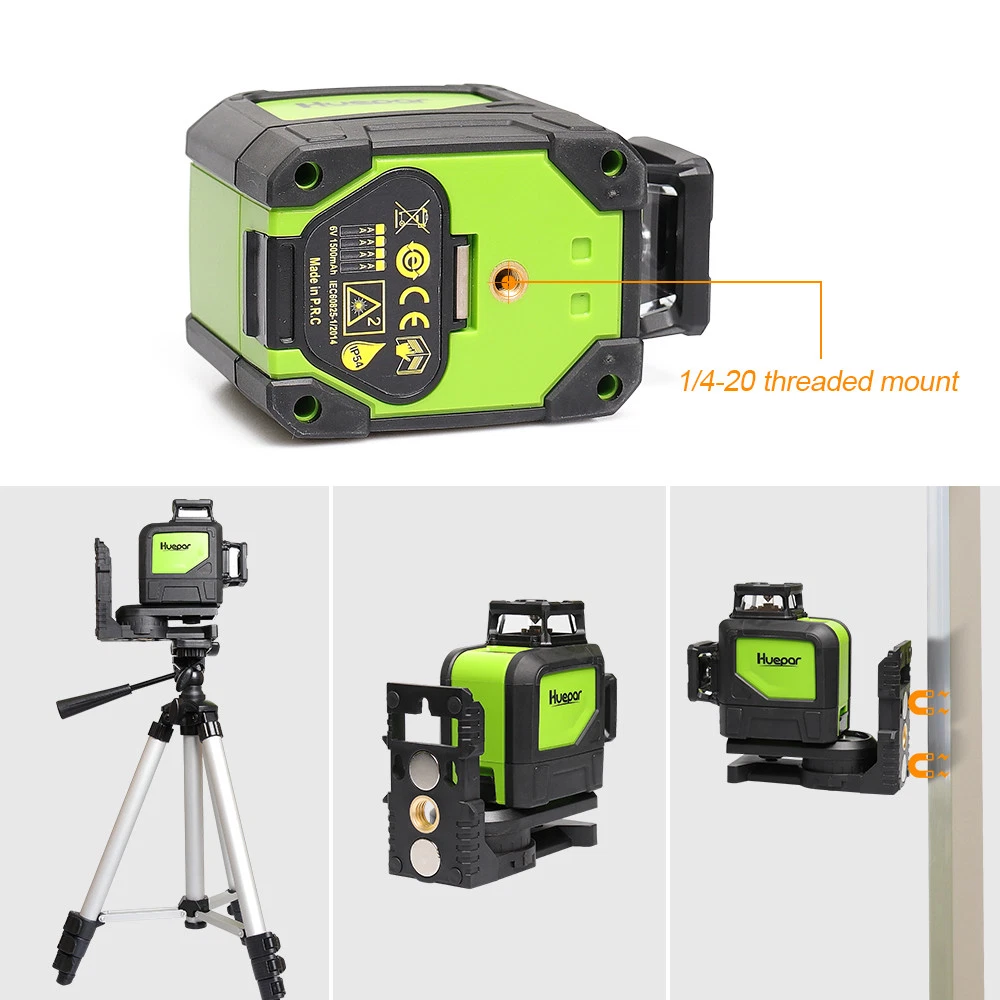 HUEPAR Laser level 360 Green Beam for house construction +Tripod +Receiver kit