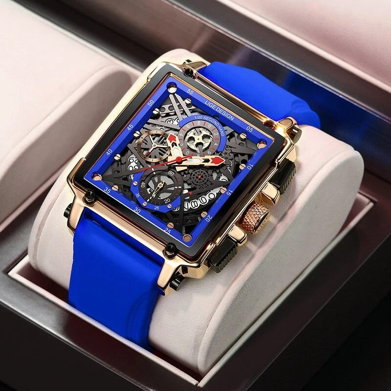2021 New Men Watches Top Brand Luxury Waterproof Quartz Square