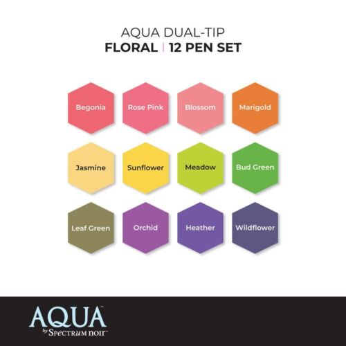 Spectrum Noir Aqua Artist Water Based Dual Nib Pen Set Pack Of 12 - Florals - Picture 2 of 5