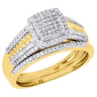 Diamond Wedding Bridal Set 10k Yellow Gold Cluster Pave Engagement Ring 0.40 Ct on sale Diamond Wedding Bridal Set 10k Yellow Gold Cluster Pave Engagement Ring 0.40 Ct on sale