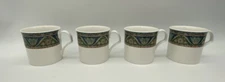 Set of 4 Mikasa San Marco Flat Coffee Tea Cup Pretty Mosaic Design Durable 