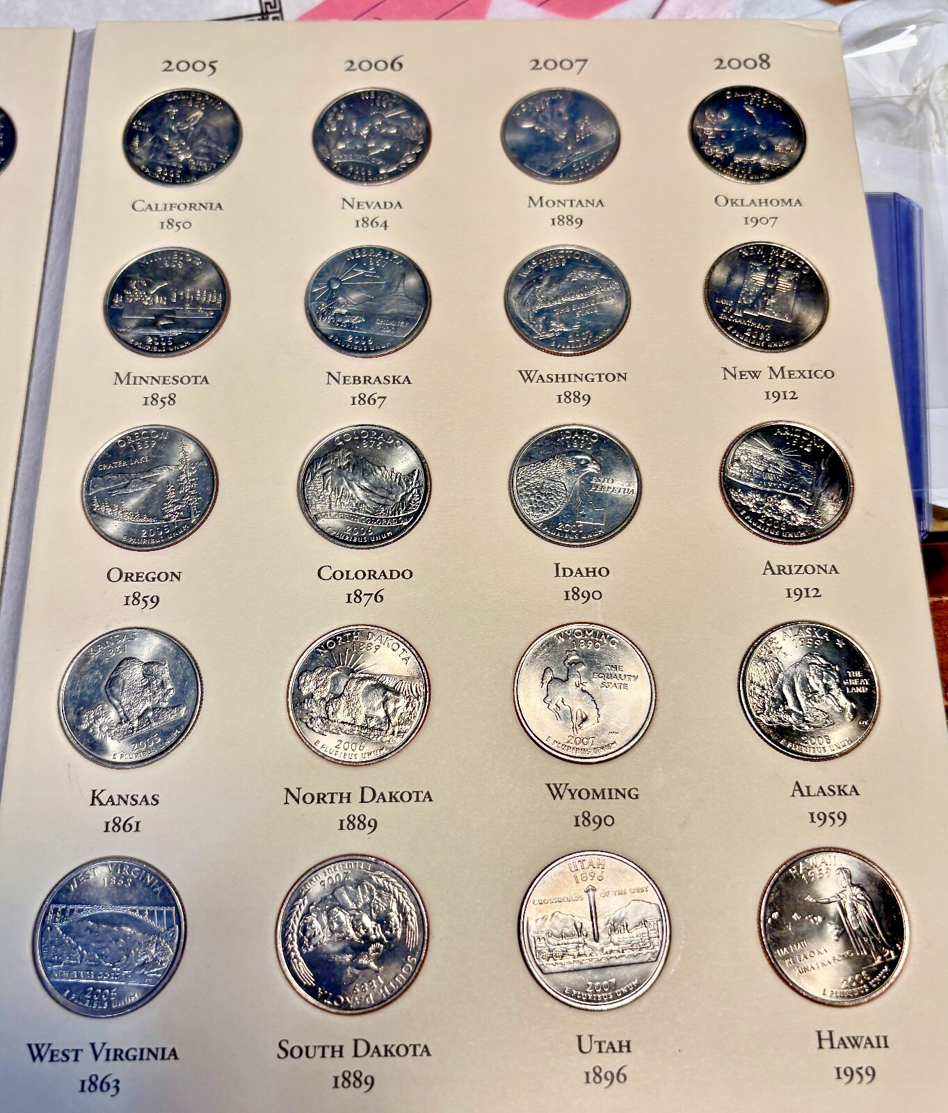 50 Fifty State US Commemorative Quarters Set 1999-2008 Complete with 52 Coins UC