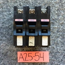 Lot of 3 15, 20, 30 Amp 1 Pole  Circuit Breaker FPE Thick NA130 NA120 NA115