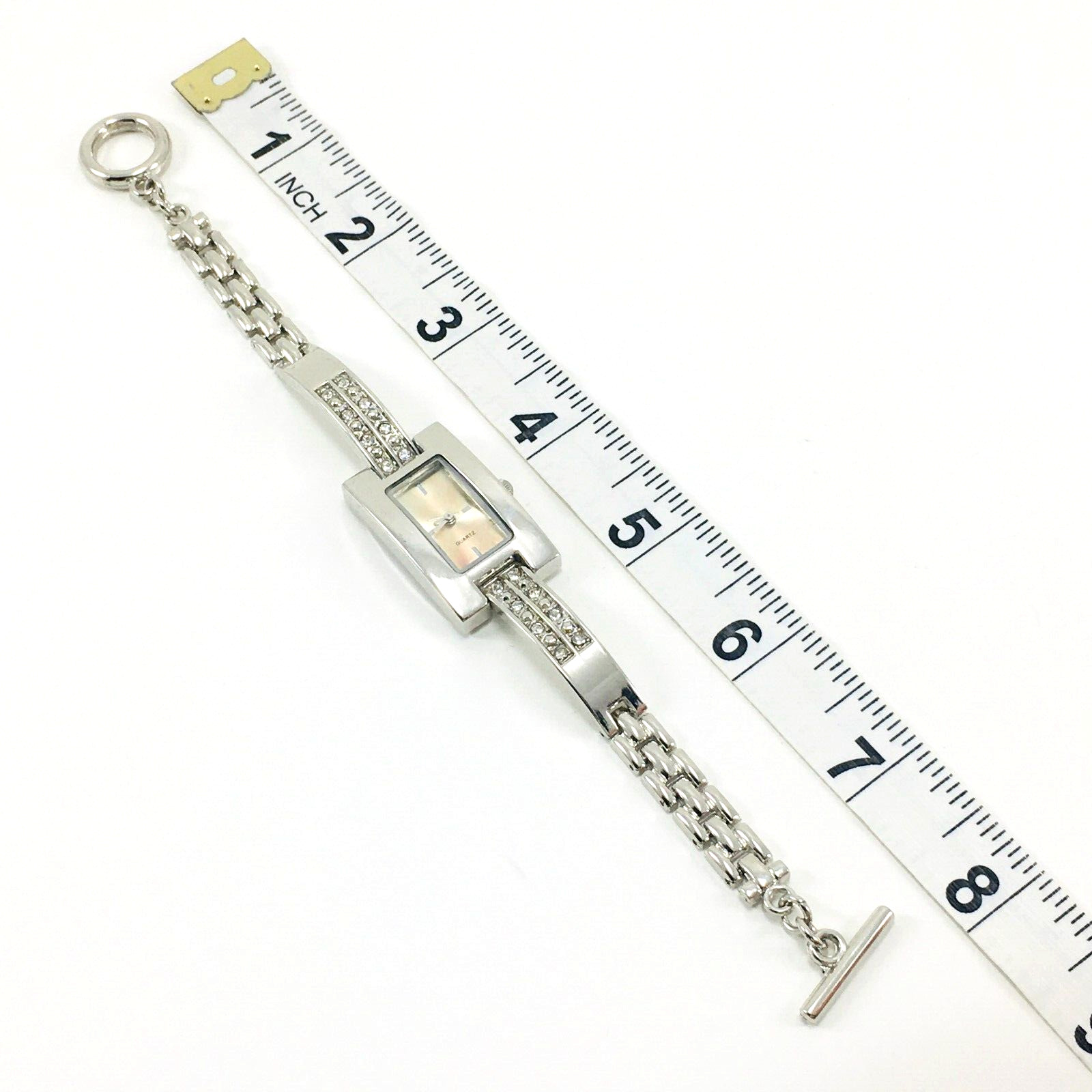 Watch Quartz Silver Tone Rectangular Faced with W… - image 6