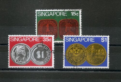 SINGAPORE Coins on Stamps Set 1972 SG171-73 Scott 150-52  - Picture 1 of 1