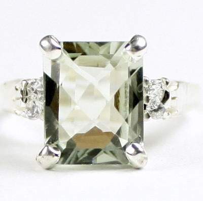 Grüner Amethyst, 925 Sterling Silber Damen Ring, SR221 - Handarbeit