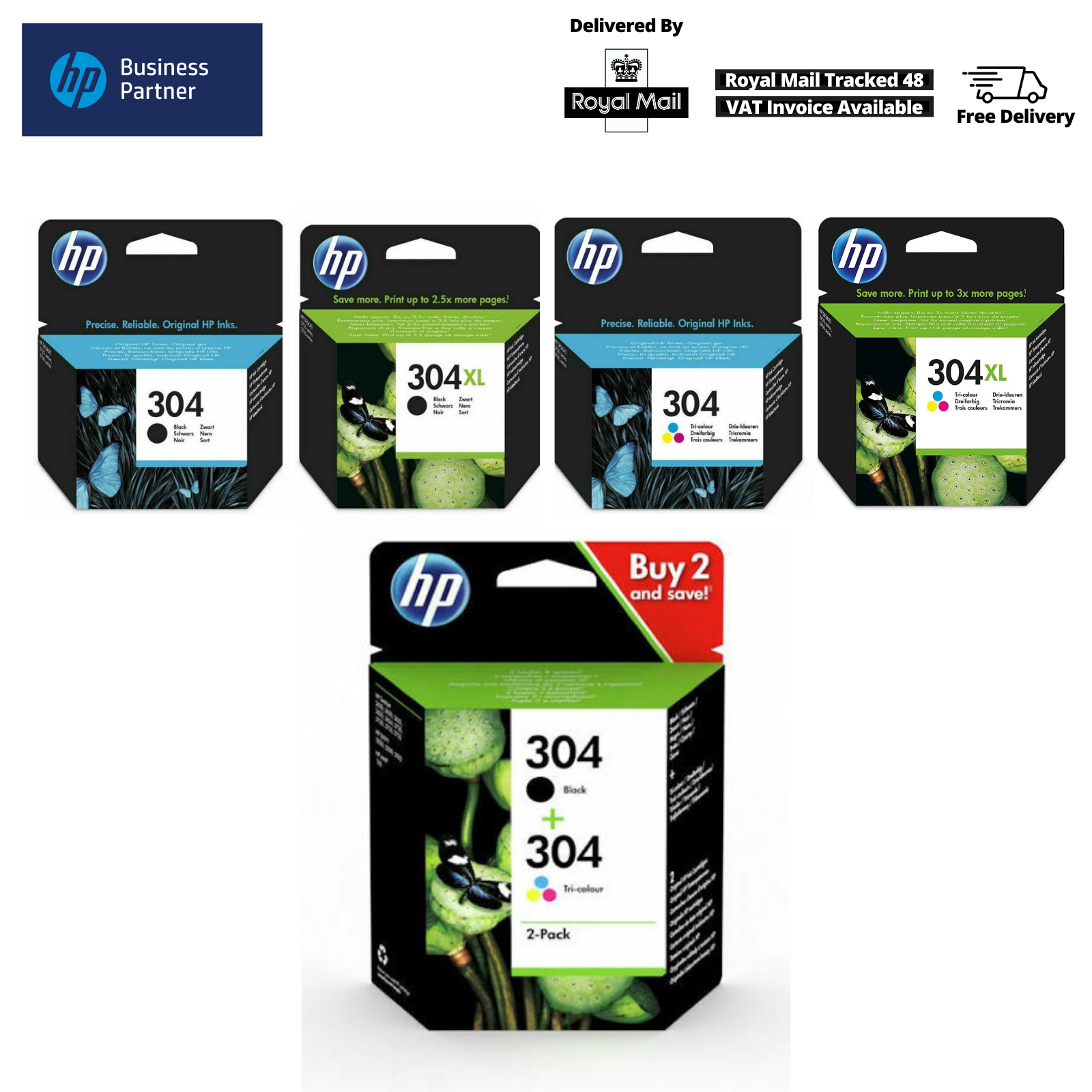 Genuine HP304 / HP304XL Black / Colour Ink Cartridges, HP ENVY 5032