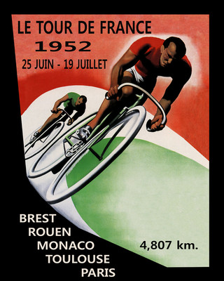 1952 Tour de France Bicycle Race Brest Rouen Monaco Vintage Poster Repo FREE S/H