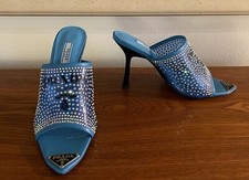 Prada Shoes- Slide Heels Crystals Size 35 Italy Leather Insole
