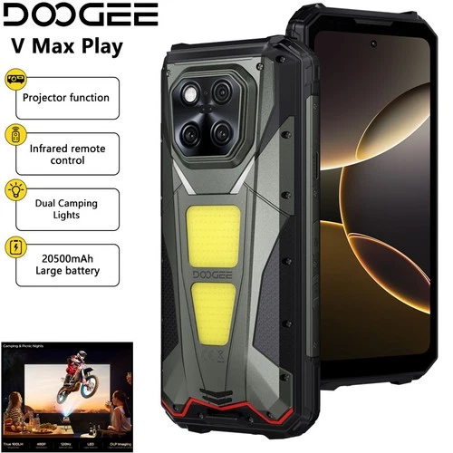 جهاز عرض DOOGEE V MAX PLAY 5G هاتف قوي يعمل بنظام Android Mobile 1200LM للتخييم