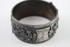 880 Silver Vintage Chinese Bangle Scene Chunky (58g)