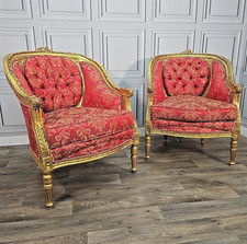 Antique Gilt Armchairs - Button Back - French Louis Belle Époque Revival Chairs
