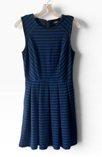 Mossimo Dress size S dark blue and black pinstripe A line sleeveless fitted
