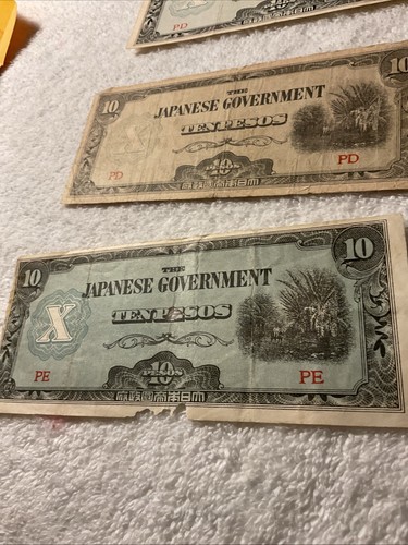 Philippines-JAPANESE GOVERNMENT (1940’s-)-TEN PESOS x 6-Banknotes CIRCULATED - Picture 3 of 7