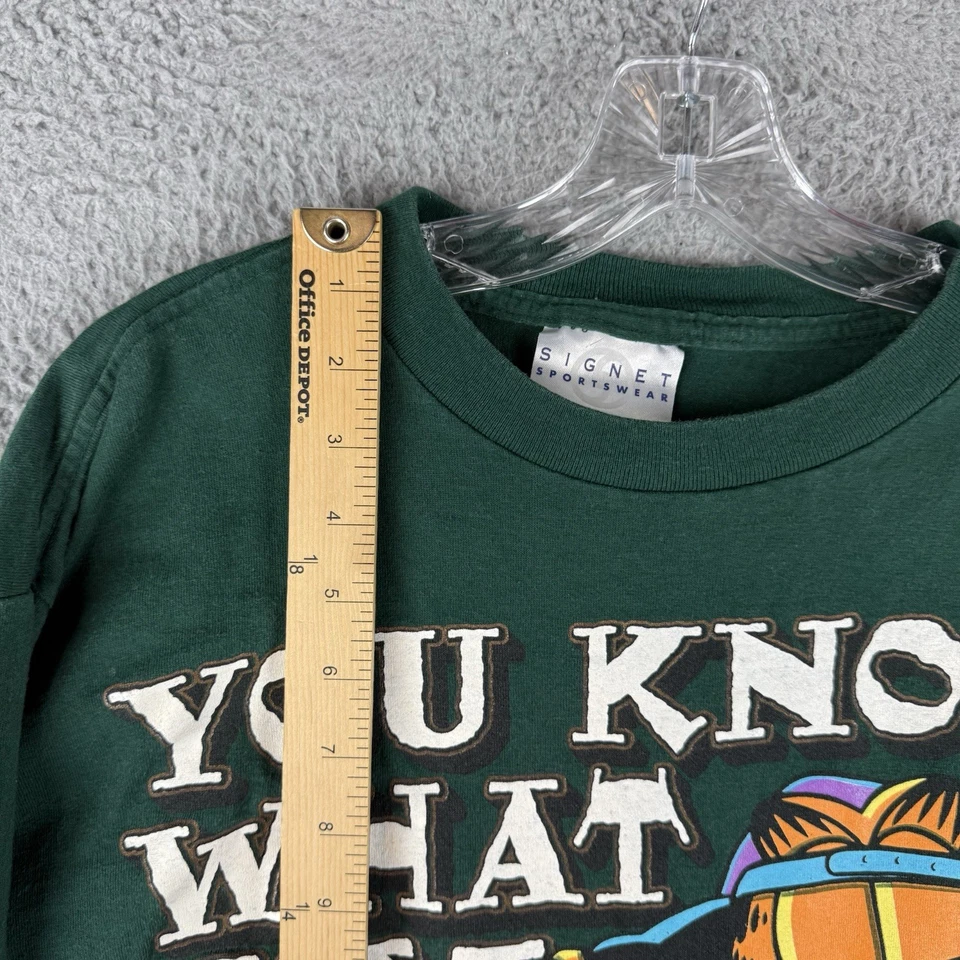 Vintage Garfield Sweatshirt Women’s Large Green Rap Hip Hop Signet Sportswear - Image 3 of 4