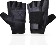 Mens Motorcycle Fingerless Leather Half Finger Riding Driving Biker Gloves Black