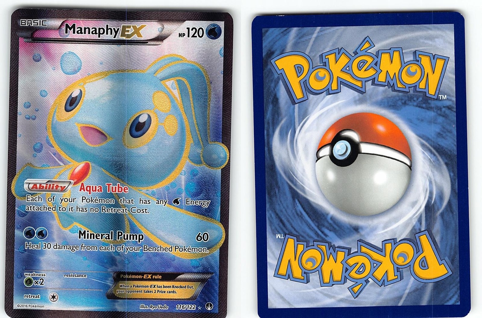 MANAPHY EX 116/122 RARE ULTRA BREAKPOINT POKEMON NM