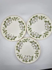 3 Vintage Homer Laughlin Cotillion Dinner Plates 10" Floral Gold Trim 1950's