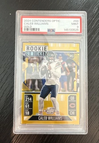 2024 Panini Contenders Optic - Rookie Ticket Caleb Williams #68 Gold Prizm PSA 9