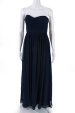 Jenny Yoo Womens Strapless Aidan Gown Dark  Blue Size 4 11286357