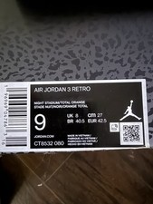 Air Jordan 3 Retro Fear 2023 Mens Size 9