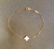 Van Cleef & Arpels Sweet Alhambra Bracelet 18K Yellow Gold White Mother of Pearl