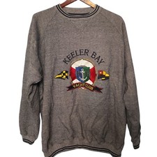 Vintage 80s 90s KEELER BAY YACHT CLUB Embroidered Stitch Sweatshirt Size XL