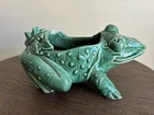 VTG McCoy Green Frog Planter Majolica Flowers MCM