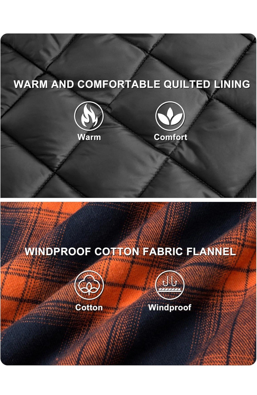 Tacvasen Tactical Outdoor Flannel Shirt Jacket Men’ Quilted Lined Plaid XL