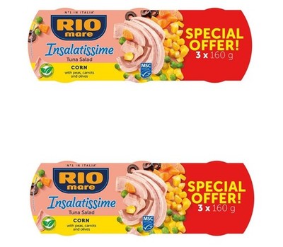 ( 2)RIO MARE INSALATISSIME CORN TUNA SALAD READY EAT 3X160GR 2X3X160GR EU SELLER