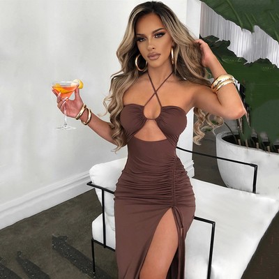 Lace-up Split Dress Summer Y2K Fashion Party beach Long Dresses For Womens  cloth | eBay