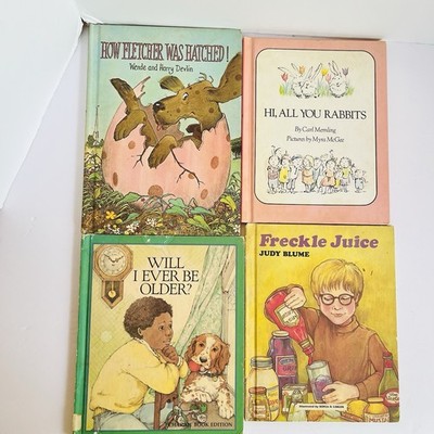 Lot 4 Vintage Hardcover Books Parents Magazine Freckle Juice Fletcher Hatched