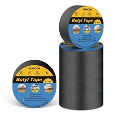 Butyl Tape 2  x 50  with 6 Rolls, Black, Waterproof and Anti-Corrosion, Ideal