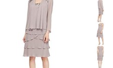 Women's Mother of The Bride Jacket Dress with Sequined 8 Regular Dark Mortar