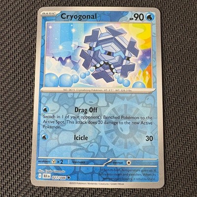 Cryogonal 027/086 Reverse Holo Pokemon TCG: Black Bolt Near Mint (NM)