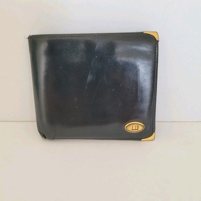 Dunhill Designer Mens Wallet Black  Bifold Leather Folding Compact Medium Logo