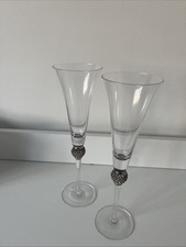 Diamanté Champagne wine Prosecco Flutes Glasses x2 