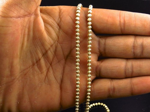 Unisex Solid 14k Yellow Gold Moon Cut Chain Necklace (5mm) 22''-30" - Afbeelding 6 van 7