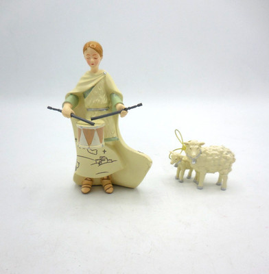 Hawthorne Village Silver Blessing Nativity Little Drummer Boy and Two Sheep