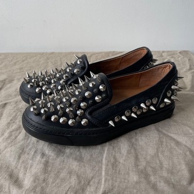 Jeffrey Campbell Nieten Spike Halbschuhe Schwarz Leder Punk US 5,5 UK 3,5
