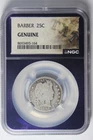 1896-P NGC Genuine Barber Quarter Purple TAT Label 90% Silver
