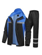Men's Rain Suit High Visibility Reflective Work Small Hi-vis Black/Royal-blue