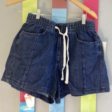 New Universal Thread Light Wash Denim Cotton Relaxed Shorts Size S Drawstring