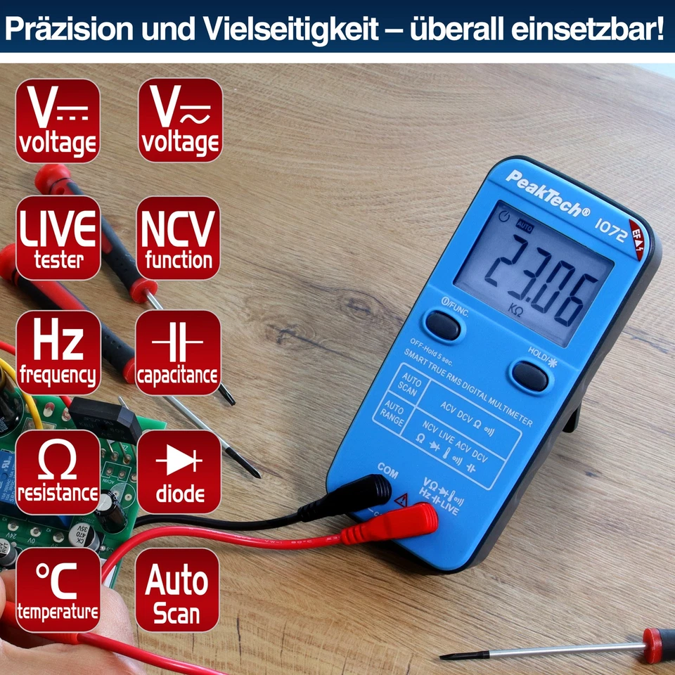 PeakTech P 1072 – Digital Multimeter, Strommessgerät, Spannungsprüfer - Bild 3 von 4