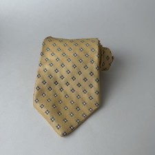 BROOKS BROTHERS BASICS made in USA 100% Silk Tie Mens Gold Blue Necktie NEW