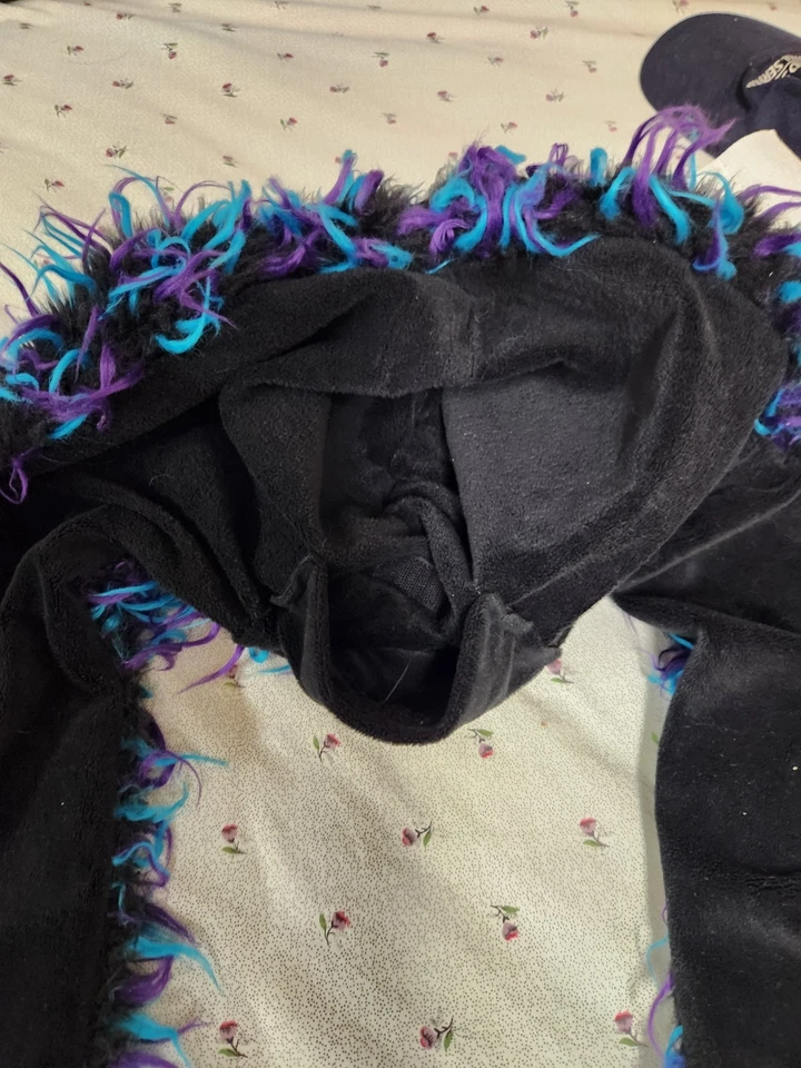 Blue purple, black, , , monster horns, claws secret pocket Monster Half Hood - Image 2 of 3