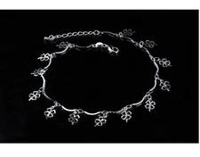 ADJUSTABLE Silver Anklet Bracelet Barefoot Sandal Beach Foot Clover Chain
