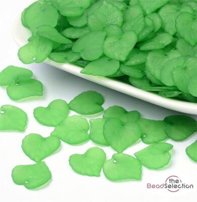 100 Grün Blatt Perlen Acryl Plexiglas Matt Charms 16mm Schmuckherstellung LUC42