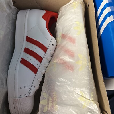 Size 10.5 - adidas Superstar White Vivid Red